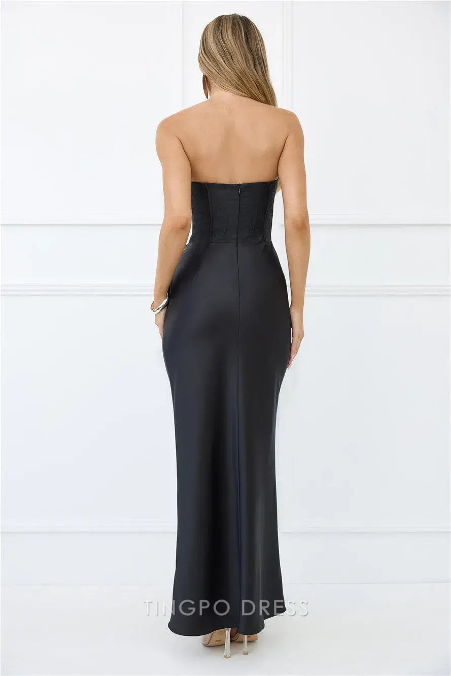 Elegant MermaidTrumpet Strapless Sleeveless Back Zip Floor-Length prom dress